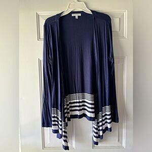 Banana Republic Navy Blue with Stripes Asymmetrical Shrug/Cover Up